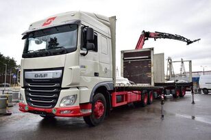 DAF XF 440 6x2 FASSI F 365 FLY JIB TRAILER KRAN cran kamion platforma + prikolica platforma