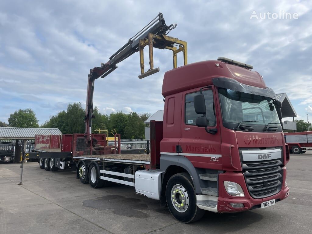 DAF CF 460 *EURO 6* SPACE CAB 6X2 BRICK GRAB DRAWBAR OUTFIT – 2015 – kamion s ravnom platformom