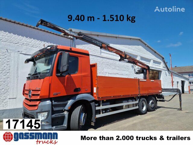 Mercedes-Benz Arocs 2545 L/6x2/4, Atlas Kran, 145.2-A19 VB kamion s ravnom platformom