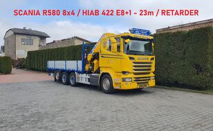 Scania R580 8x4 CRANE HIAB 422E8+1 kamion s ravnom platformom