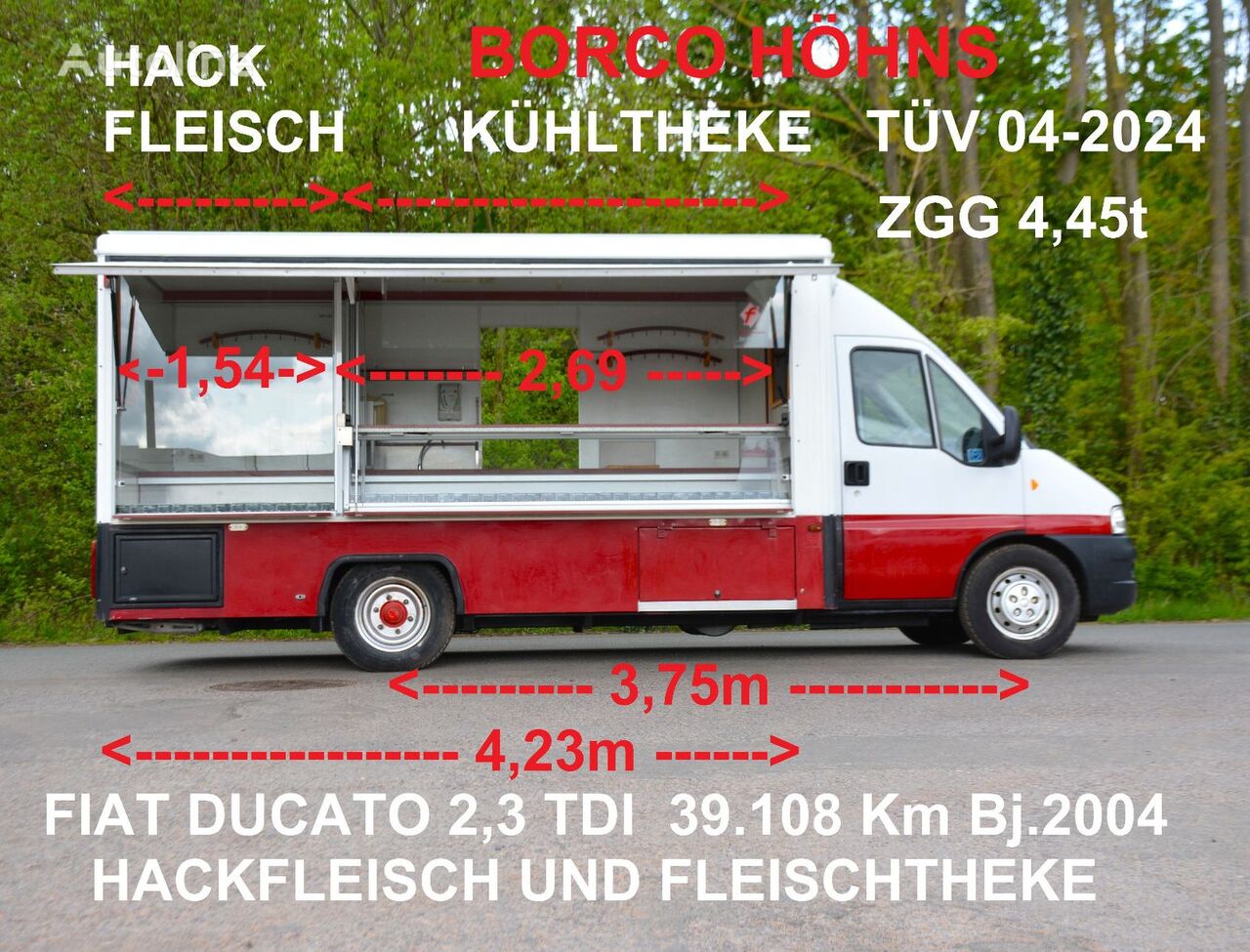 FIAT DUCATO BORCO HÖHNS FLEISCH +HACKFLEISCH kamion sandučar