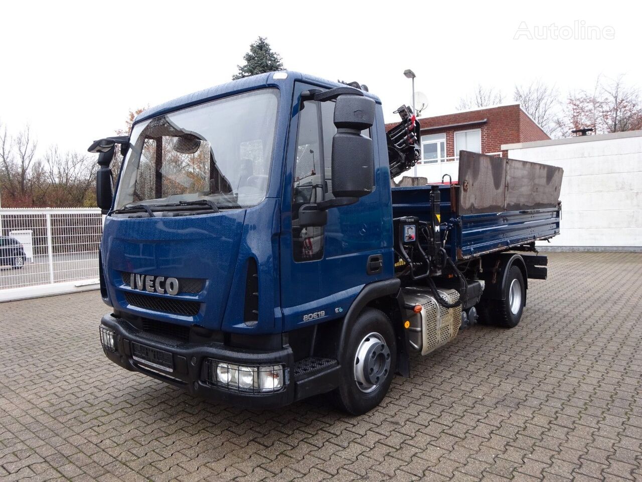 IVECO 80E19 3 way Meiller tipper + crane Hiab XS055 kiper