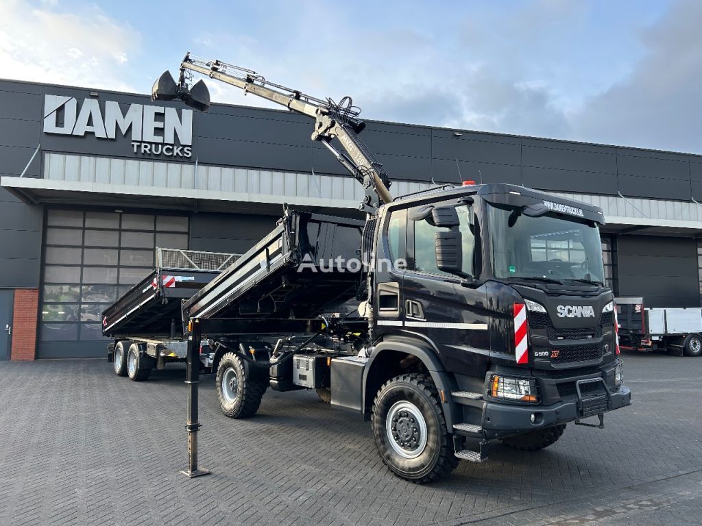 Scania G 500 XT 4x4 Kipper/Kraan + Kipaanhanger kiper